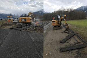 machines de chantier en pleine action